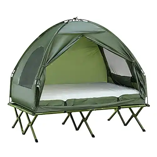 Feldbett mit Zelt Outsunny Erhöhtes Campingbett und Zelt