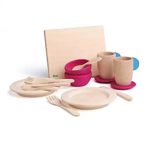 Erzi-Holzspielzeug Erzi 10679 Geschirrset aus Holz, Kinderküche