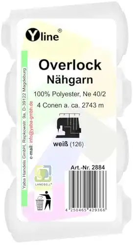 Overlockgarn Yline 4 Stück Spulen Overlock – Nähgarn, weiß