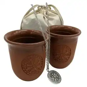 Tonbecher Töpferey Set Vegvisir Keramik Becher mit Gravur