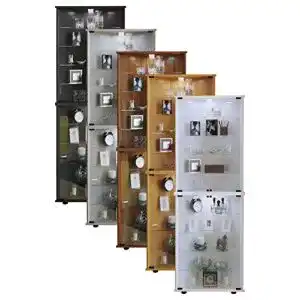 Eckvitrine VCM Vecko Holzstruktur Silber, One Size