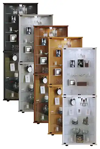 Eckvitrine VCM Vecko Holzstruktur Silber, One Size