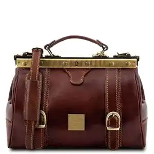 Arzttasche Tuscany Leather Monalisa Maulbügel aus Leder Braun