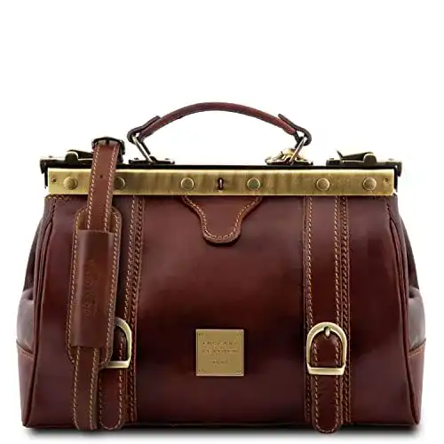 Arzttasche Tuscany Leather Monalisa Maulbügel aus Leder Braun