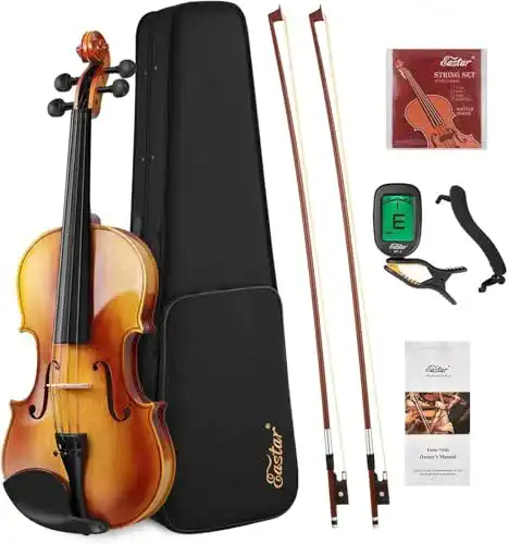 Geige Eastar 4/4 Violine Set Massivholz mit Hartschalenkoffer