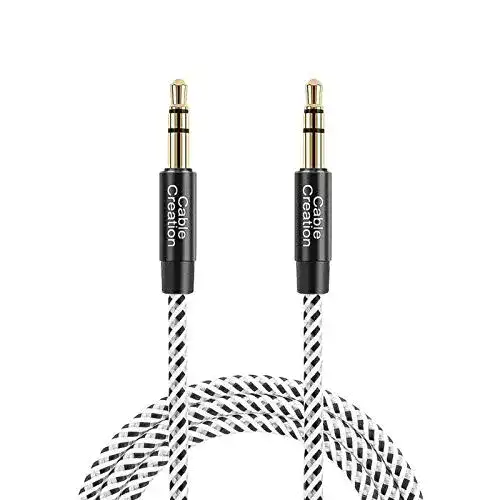 Aux-Kabel CableCreation 3.5mm Aux Kabel, Schwarz & Weiß