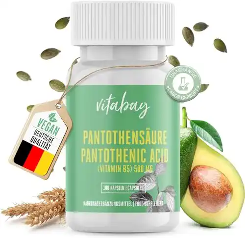 Vitamin B5 vitabay Pantothensäure 500 mg, 100 vegane Kapseln