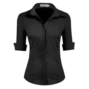 Schwarze Bluse Hotouch Bluse Damen Schwarz Kurzarm Shirt Slim