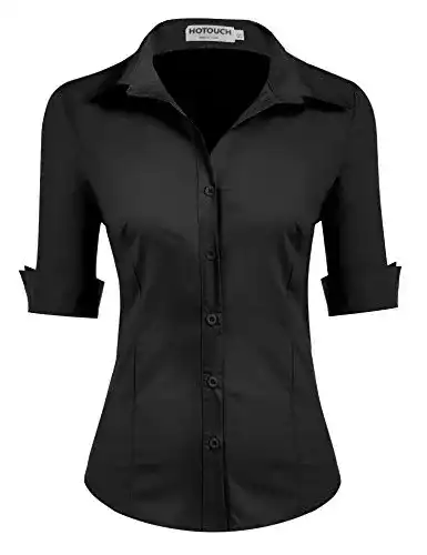 Schwarze Bluse Hotouch Bluse Damen Schwarz Kurzarm Shirt Slim