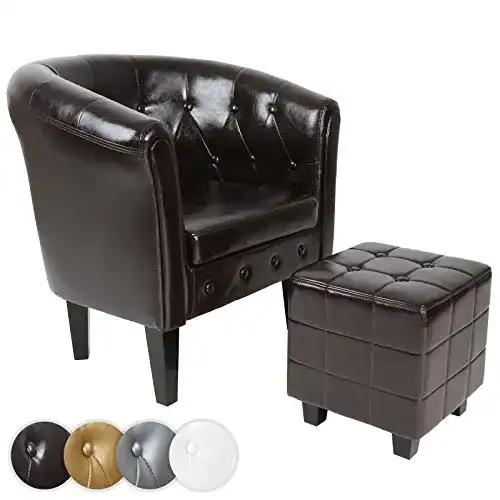 Antik-Sessel MIADOMODO ® Chesterfield Sessel mit Hocker