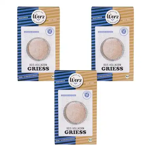 Grieß Werz Reis- glutenfrei, 3er Pack (3 x 250 g Packung) – Bio