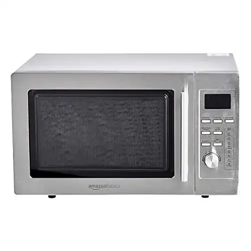Edelstahl-Mikrowelle Amazon Basics, mit Grill, digital, Tischgerät