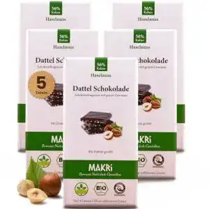 Nussschokolade Makri Dattel Schokolade – Haselnuss (5x 85g)