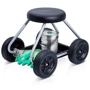 Fahrbarer Gartensitz WENKO Rollsitz Secura, Metall, Silber