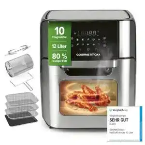 Heißluftfritteuse 12 Liter GOURMETmaxx Digitale XXL Edelstahl