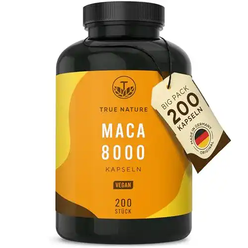 Maca-Kapseln TRUE NATURE Maca 8000 Gold, 200 vegane Kapseln