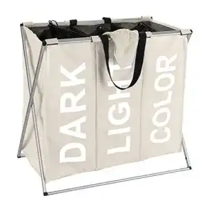 Wäschesammler WENKO Trio Beige, Wäschekorb, 130 l