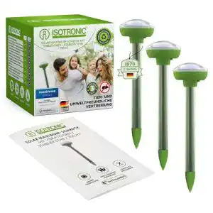 Solar-Wühlmausvertreiber ISOTRONIC mit Frequenzschwingungen