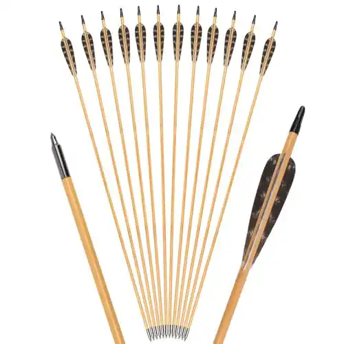 Holzpfeile TY Archery 12 Stück 32 Zoll mit 4 Zoll Naturfedern Pfeile