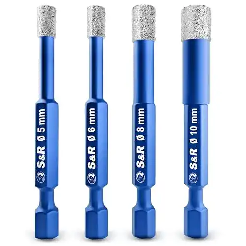 Fliesenbohrer S&R Diamantbohrer, Glasbohrer Set 4-tlg.