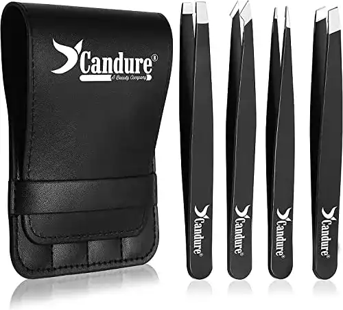 Augenbrauenpinzette Candure Pinzetten Set 4-teilig
