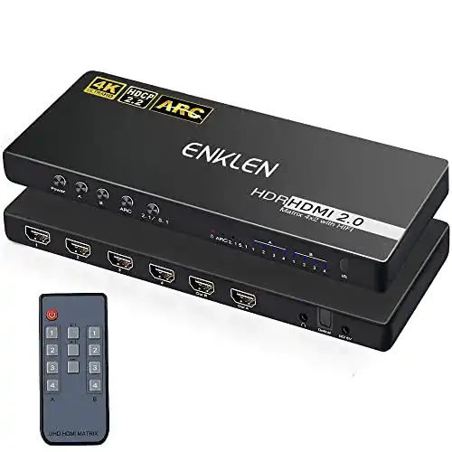 HDMI-Matrix ENKLEN 4K HDMI Matrix 4X2 3D HDMI Matrix Switch