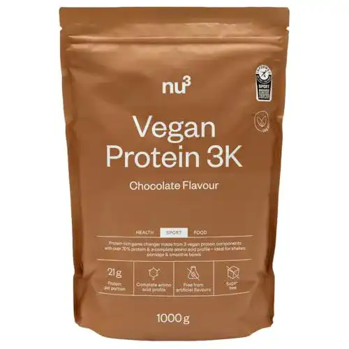 Veganes Proteinpulver nu3 Vegan Protein 3K Shake, 1 Kg Chocolate