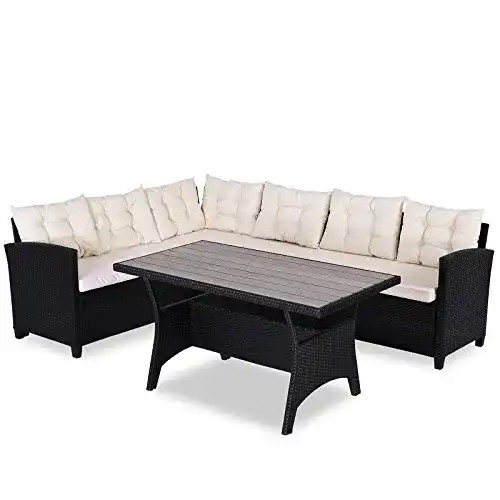 Eckbankgruppe Casaria Polyrattan Lounge Set, wetterfest