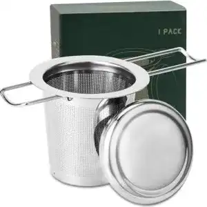 Teesieb HAUSPROFI Teefilter und Deckel/Abtropfschale