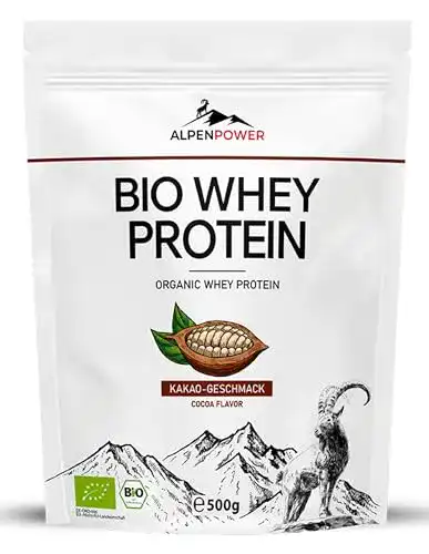 Bio Whey Protein AlpenPower, Kakao, ohne Zusatzstoffe, 500 g