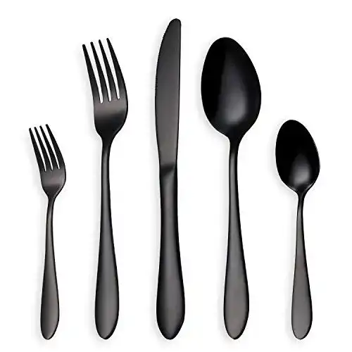 Schwarzes Besteck HOMQUEN Glänzend Besteck Set, 30 Stück