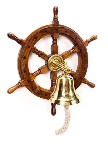 Schiffsglocke GR Maritimes Schiff-Steuerrad mit Glocke