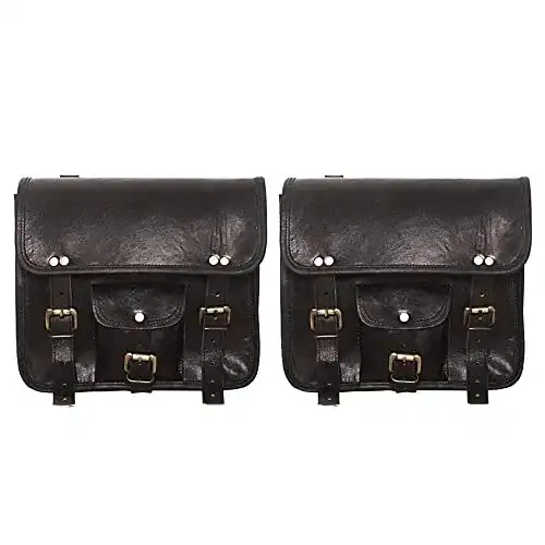 Satteltaschen Motorrad ALASKA EXPORT Brown and Black Leather