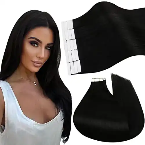 Tape-Extensions Ugeat 55cm Echthaar Schwarz 20 Stück