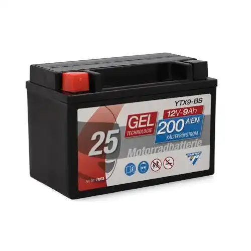 Motorradbatterie 12 V 8 Ah Cartec Motorradbatterie YTX9-BS