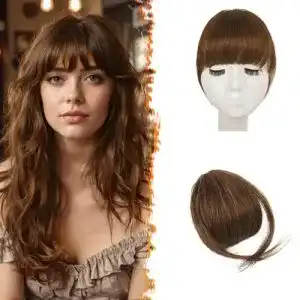 Haarteil BARSDAR Clip in Pony Echthaar 100% Remy Echthaar Tempel