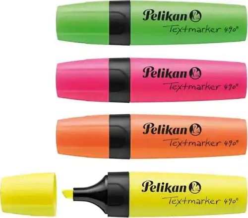 Textmarker Pelikan 814058 490, farbig sortiert, 4 Stück im Etui