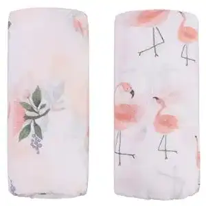 Pucktuch Little Jump Musselin Decke, 2 Stück, Floral & Flamingo
