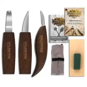 Schnitzwerkzeug Holzwurm Holz Schnitzmesser-Set inkl. Tasche