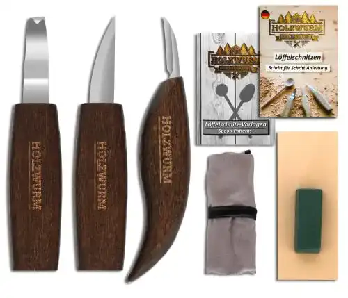 Schnitzwerkzeug Holzwurm Holz Schnitzmesser-Set inkl. Tasche