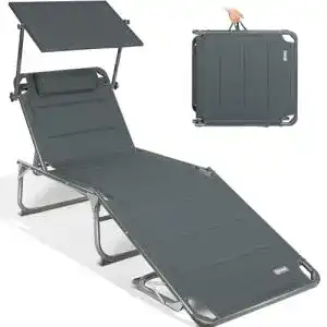 Campingliege Homecall XXL-Sonnenliege aus Aluminium mit Dach