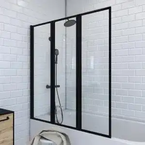 Badewannenaufsatz MARWELL Triple Black Badewannenfaltwand