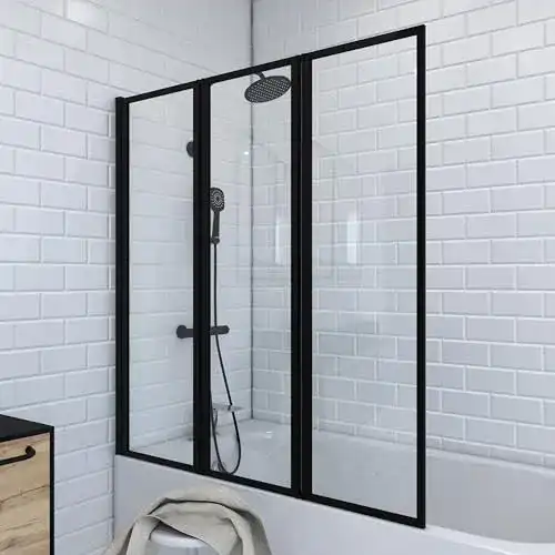 Badewannenfaltwand MARWELL Triple Black in modernem Design