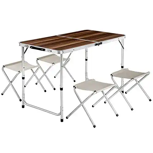 Campingtisch-Set TecTake Koffertisch mit 4 Sitzhocker