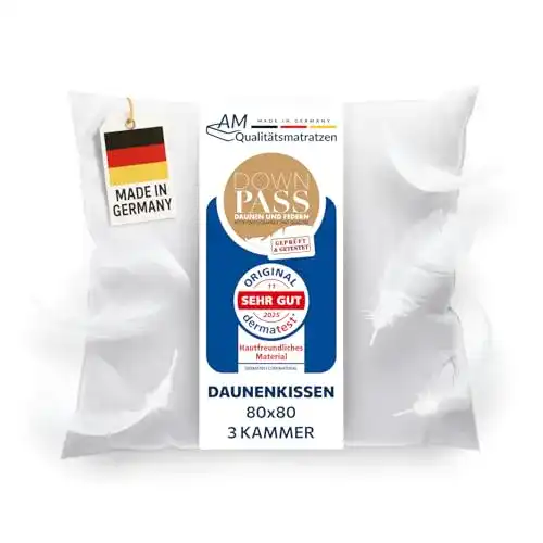 Kopfkissen DormiGood, Premium Daunenkissen 80 x 80 cm