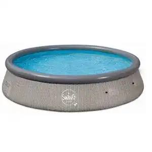 Pool rund Swing Quick Up Easy Aufstellpool Rattan dunkel