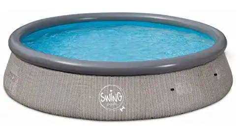 Pool rund Swing Quick Up Easy Aufstellpool Rattan dunkel