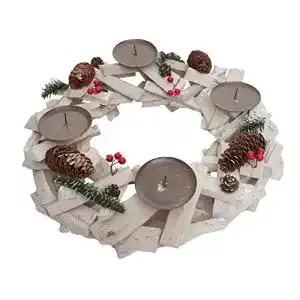 Adventskranz Mendler rund, Weihnachtsdeko, Holz Ø 40cm