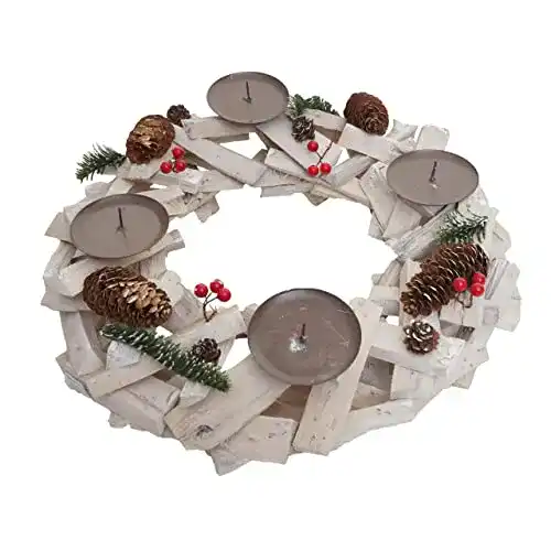 Adventskranz Mendler rund, Weihnachtsdeko, Holz Ø 40cm