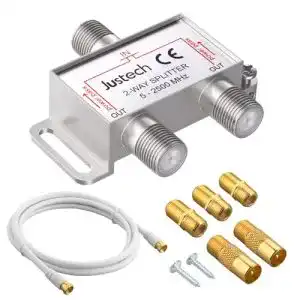 Sat-Verteiler Justech 2-Fach TV Radio F-Stecker Adapter Kabel